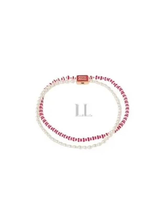 Metal Faux Pearl Choker Red - MIU MIU - BALAAN 2