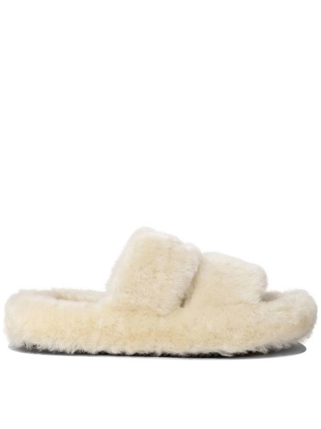 Triomphe Shearling Fur Slippers Brown Beige - CELINE - BALAAN 1