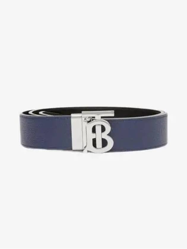 Reversible Monogram Leather Belt Navy - BURBERRY - BALAAN 2