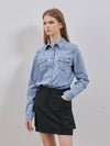 Denim Destroyed Basic Western Shirt Light Blue - RYUL+WAI: - BALAAN 1