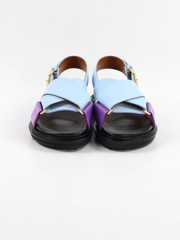 Women's Fussbett Cross Strap Sandals Light Blue Purple - MARNI - BALAAN.