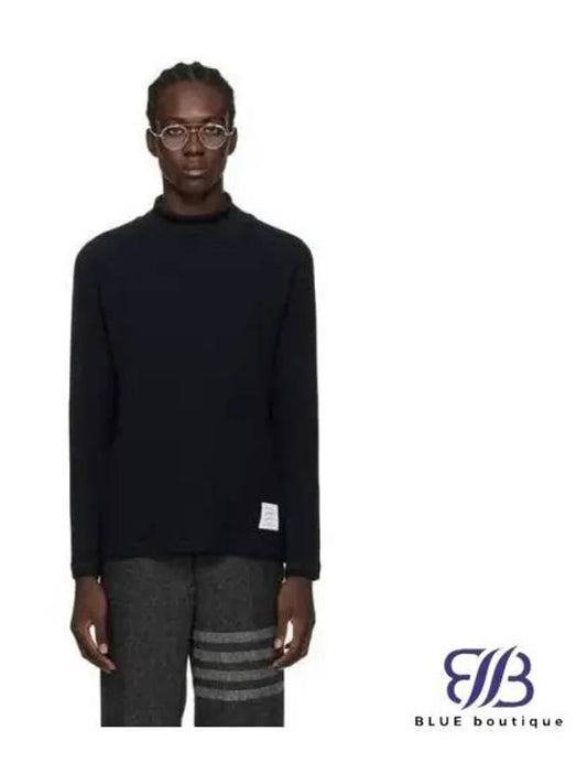 Raglan Roll Neck Virgin Wool Turtleneck Navy - THOM BROWNE - BALAAN 2