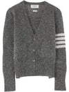 Men's Diagonal Mohair Tweed Cardigan Grey - THOM BROWNE - BALAAN 2