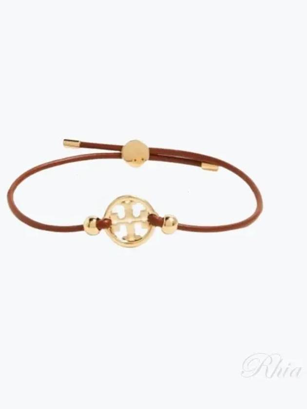 Miller Logo Charm Slider Leather Bracelet Brown - TORY BURCH - BALAAN 2