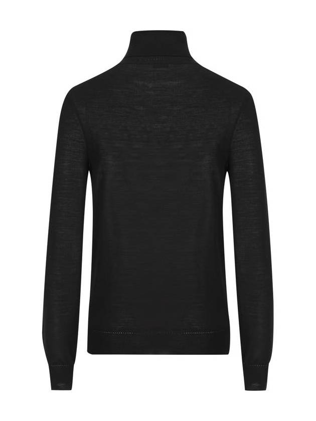 Cassandre Wool Turtle Neck Black - SAINT LAURENT - BALAAN 3