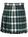 Women's Tartan Twill Mini Pleated Skirt Green - THOM BROWNE - BALAAN 3