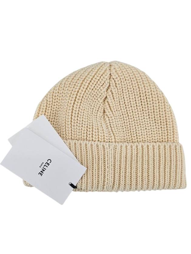 Triomphe Logo Cotton Beanie Ivory - CELINE - BALAAN 8