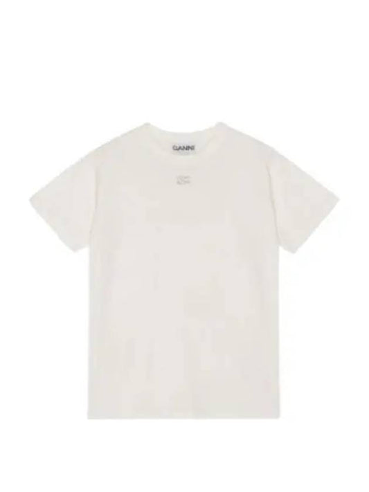 Logo Cotton Short Sleeve T-Shirt White - GANNI - BALAAN 2