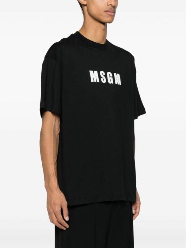 Logo Print Cotton Short Sleeve T-Shirt Black - MSGM - BALAAN 6