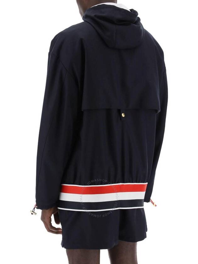 Striped Lightweight Wool Anorak Navy - THOM BROWNE - BALAAN 4