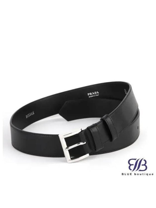 Triangle Logo Leather Belt Black - PRADA - BALAAN 2