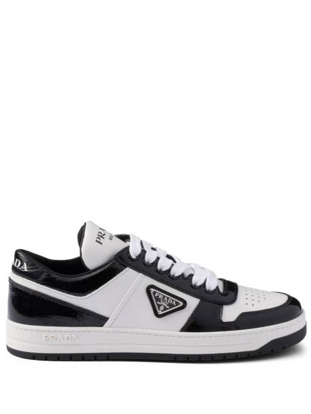 Downtown Leather Low Top Sneakers Black White - PRADA - BALAAN 1