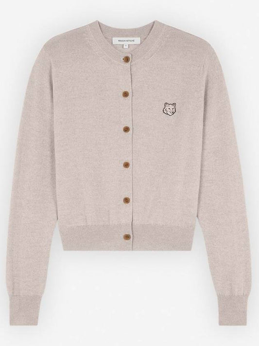 24SS bold foxhead regular fit cardigan beige color - MAISON KITSUNE - BALAAN 1