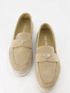 Triangle Logo Suede Loafers Beige - PRADA - BALAAN 2