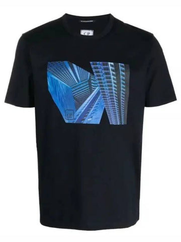 Metropolis Graphic Print Short Sleeve T-Shirt Navy - CP COMPANY - BALAAN 1