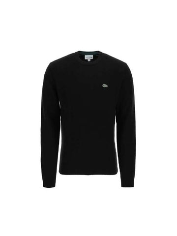 Regular Fit Wool Knit Top Black - LACOSTE - BALAAN 1