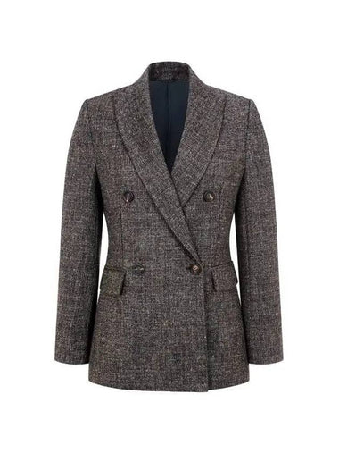 Women s Monili Line Peaked Lapel Double Jacket Warm Gray 270989 - BRUNELLO CUCINELLI - BALAAN 1