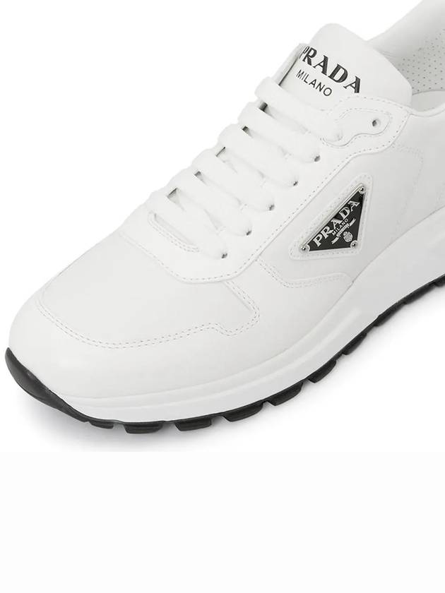 Triangle Logo Leather Low-Top Sneakers White Black - PRADA - BALAAN 5