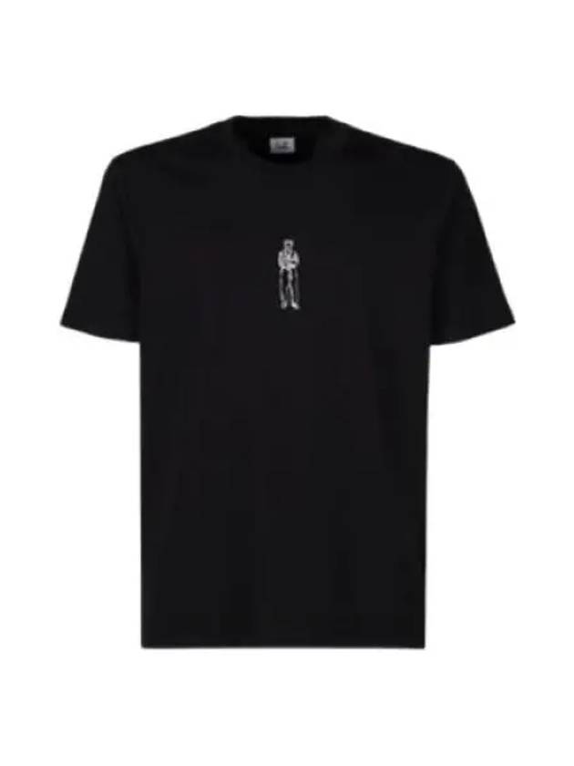 Horizontal Logo Crew Neck Short Sleeve T-Shirt Black - CP COMPANY - BALAAN 2