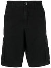 Men's Logo Patch Cargo Bermuda Shorts Black - STONE ISLAND - BALAAN 2