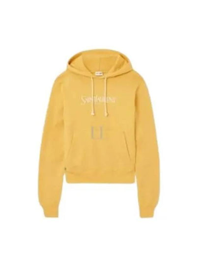 Logo Print Cotton Hoodie Yellow - SAINT LAURENT - BALAAN 2