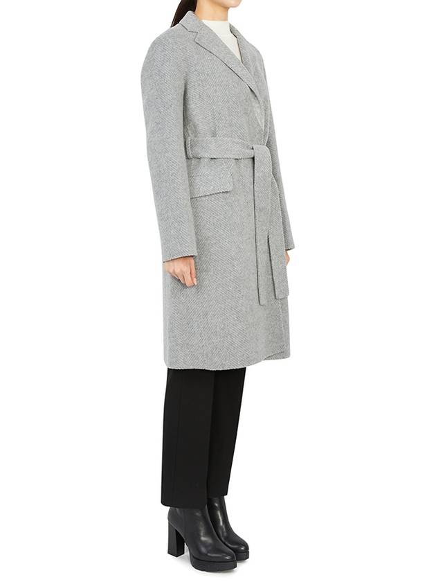 Women's Double Face Wrap Wool Single Coat Grey - THEORY - BALAAN 5