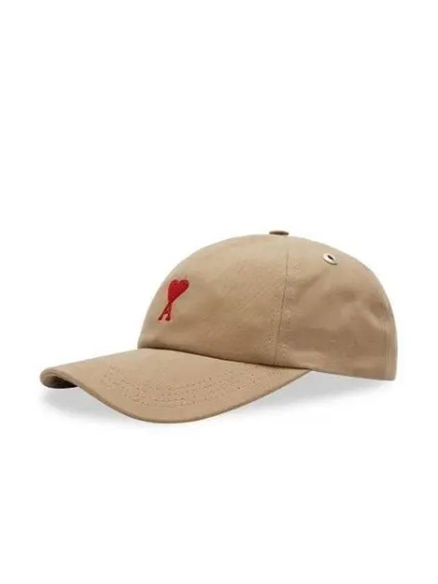 Embroidered Heart Logo Ball Cap Beige - AMI - BALAAN 2