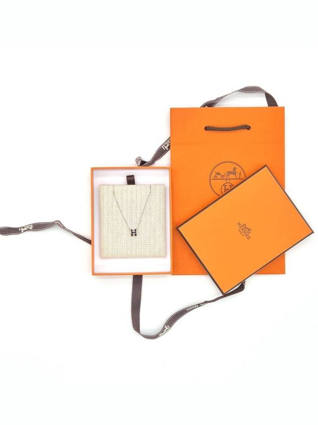 Mini Pop H Pendant Necklace Palladium Noir Silver - HERMES - BALAAN 3