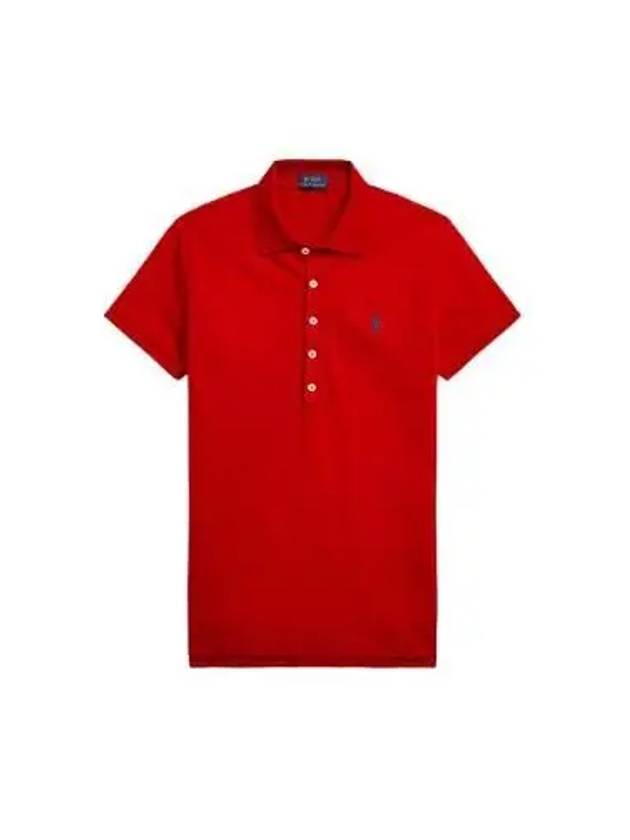 Women's Julie Embroidered Logo Short Sleeve Polo Shirt Red - POLO RALPH LAUREN - BALAAN 2