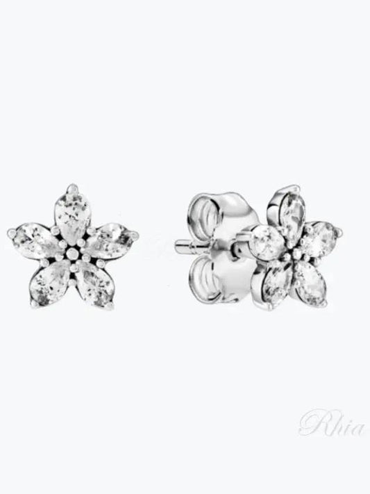 Sparkling Snowflake Stud Earrings Silver - PANDORA - BALAAN 2