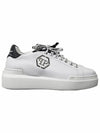 Black Heel Tab Leather Low Top Sneakers White - PHILIPP PLEIN - BALAAN 2