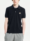 Fox Head Patch Cotton Polo Shirt Black - MAISON KITSUNE - BALAAN 5