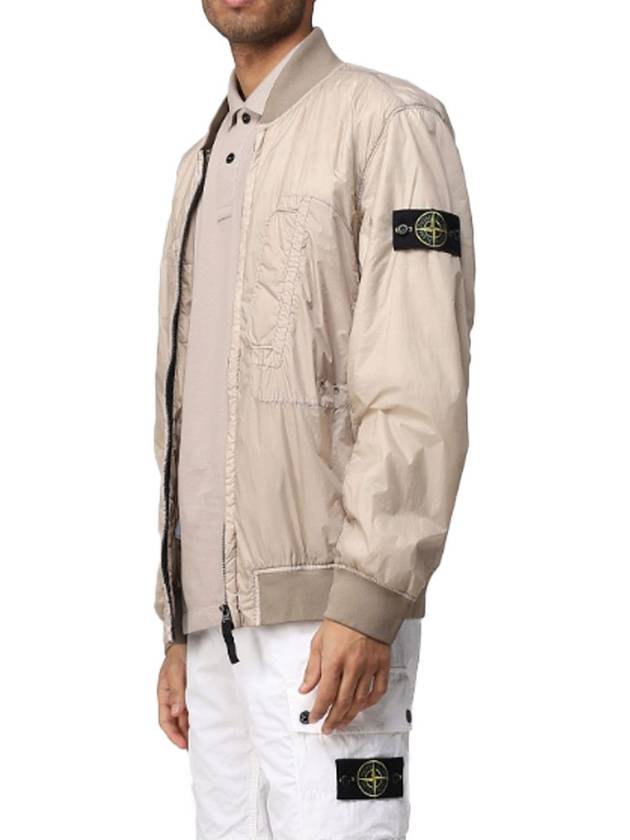 Logo Patch Bomber Jacket Beige - STONE ISLAND - BALAAN 4