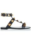 Roman Stud Sandals Black - VALENTINO - BALAAN.