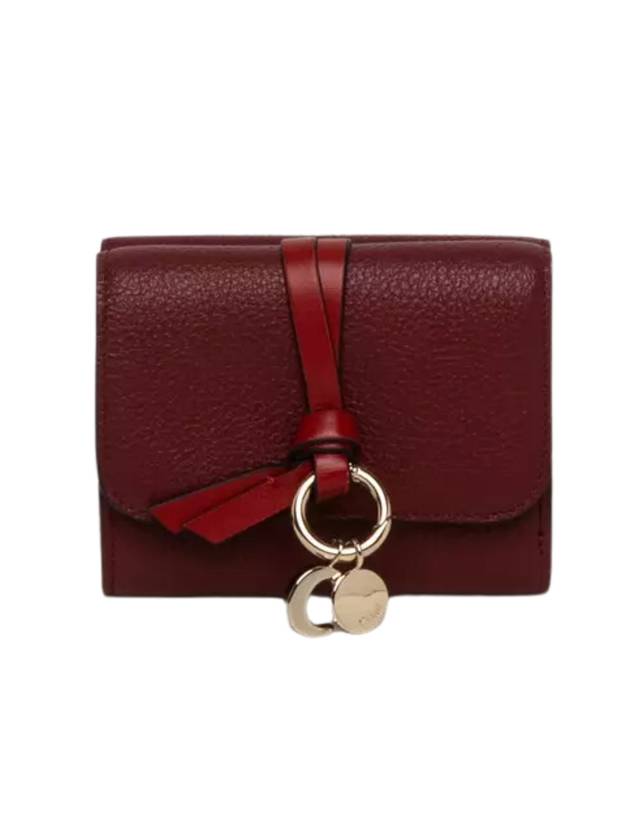 Alphabet Grain Leather Flap Small Half Wallet Red - CHLOE - BALAAN 1