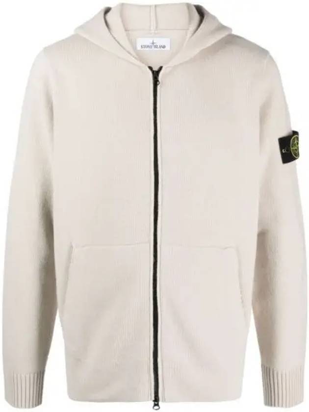 Geelong Wool Hooded Knit Cardigan Beige - STONE ISLAND - BALAAN 2