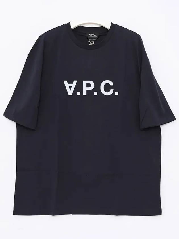 Logo Print Crew Neck Short Sleeve T-Shirt Navy - A.P.C. - BALAAN 3