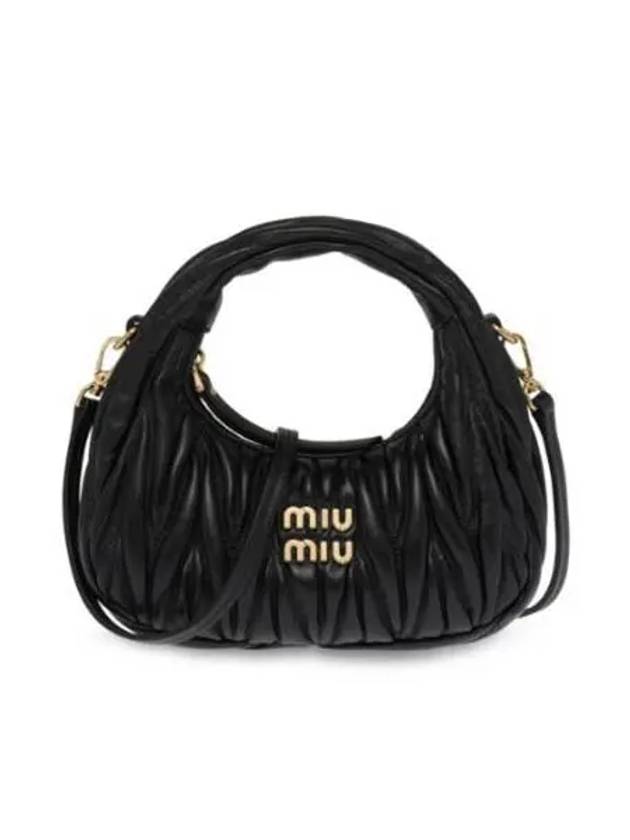 Wander Matelasse Nappa Leather Hobo Mini Bag Black - MIU MIU - BALAAN 2