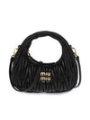 Wander Matelasse Nappa Leather Hobo Mini Bag Black - MIU MIU - BALAAN 3