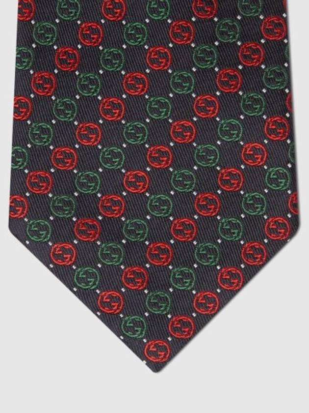 Interlocking G Silk Tie Navy - GUCCI - BALAAN 4