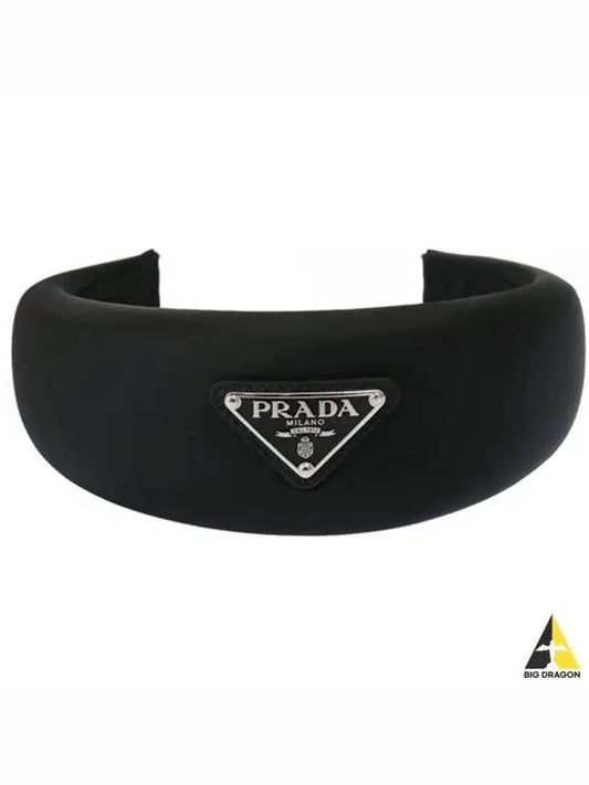 Re-Nylon Triangular Logo Hair Band Black - PRADA - BALAAN 2