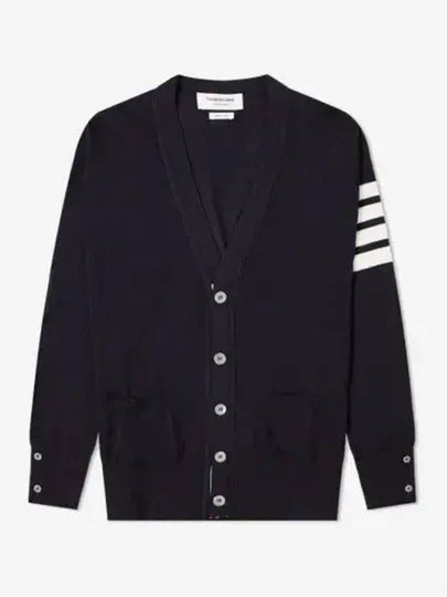 Men's Sustainable Classic Diagonal Wool Cardigan Navy - THOM BROWNE - BALAAN 2