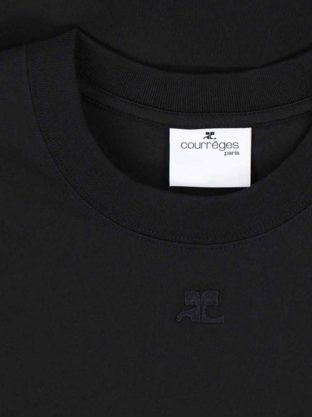 Logo Crew Neck Short Sleeve T-Shirt Black - COURREGES - BALAAN 4