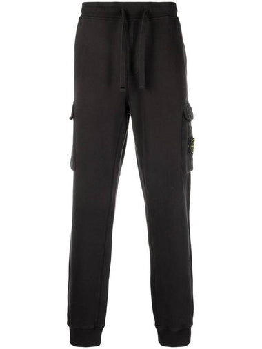 Cotton Wappen Patch Track Pants Black - STONE ISLAND - BALAAN 1