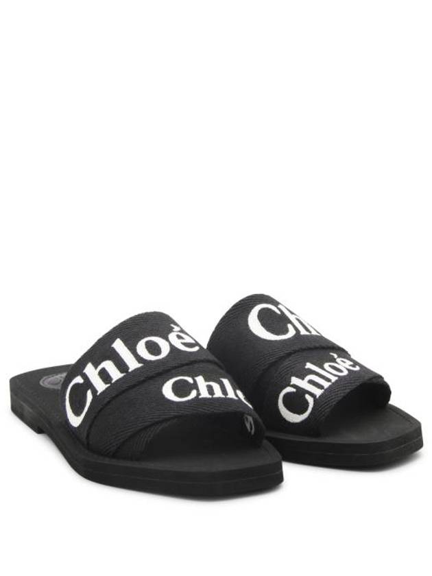 Woody Logo Slide Slippers Black - CHLOE - BALAAN 5