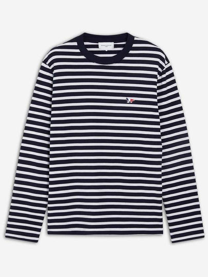 Fox Logo Stripe Long Sleeve T-Shirt Navy - MAISON KITSUNE - BALAAN 2