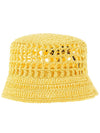 embroid logo raffia bucket hat yellow - PRADA - BALAAN 5