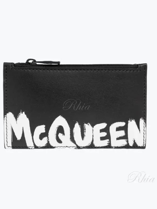 Graffiti Logo Zipper Card Wallet Black - ALEXANDER MCQUEEN - BALAAN 2