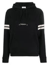 Embroidered Logo Hoodie Black - SAINT LAURENT - BALAAN 2