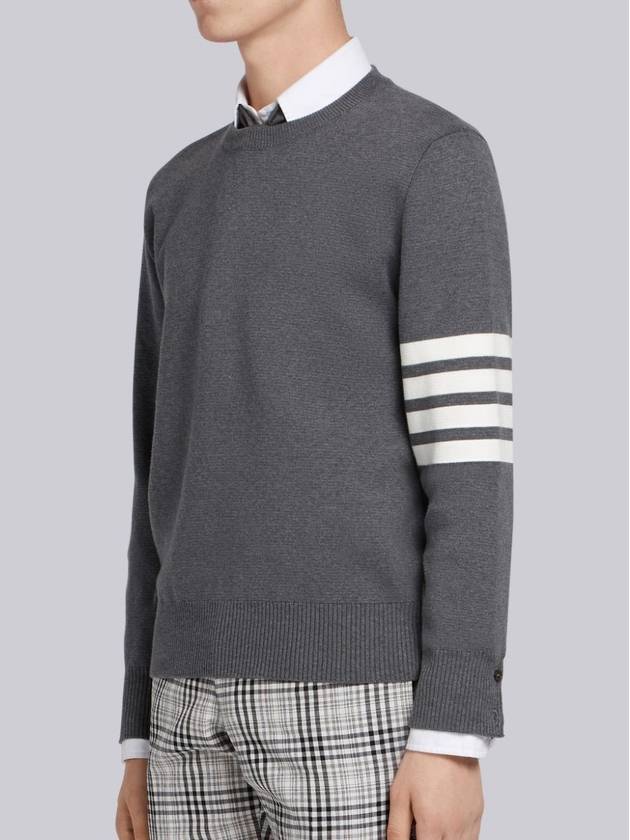 4 Bar Armband Milano Stitch Knit Top Mid Grey - THOM BROWNE - BALAAN.